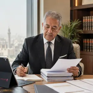 محامٍ مصري يراجع مستندات معاش نقابة المحامين وتحديثات المعاشات في مصر 2026